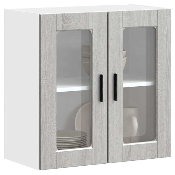 vidaXL Kitchen Wall Cabinet with Glass Door Porto Grey Sonoma