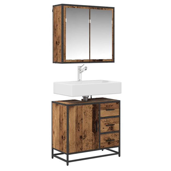 vidaXL Bathroom Furniture Set with Door 2 pcs Old Wood Engineered Wood