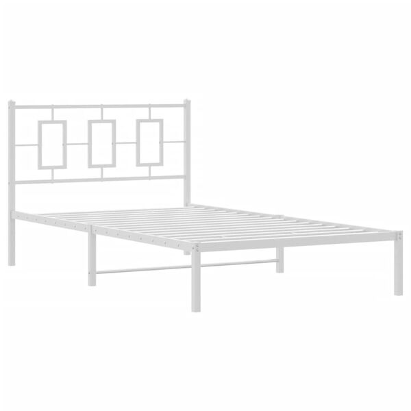 vidaXL Metal Bed Frame without Mattress with Headboard White 107x203cm