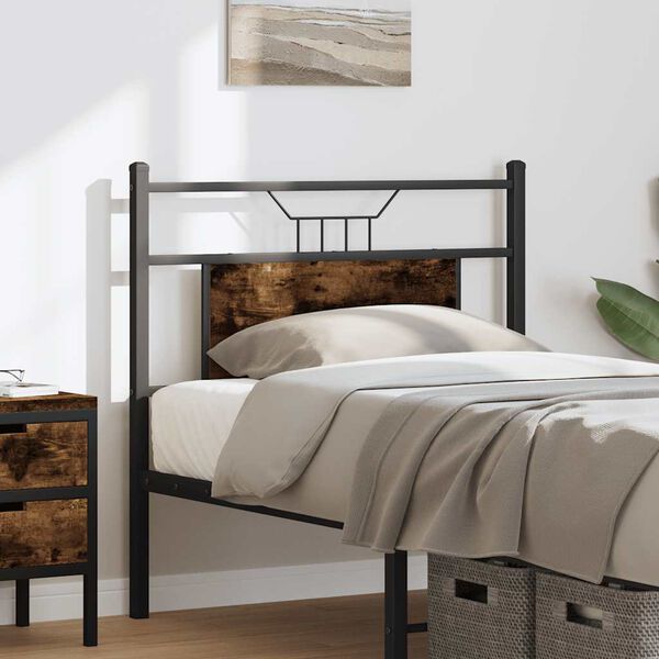 vidaXL Replace Headboard Smoked Oak 90 cm Engineered Wood and Steel