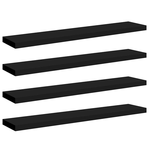 vidaXL Floating Wall Shelves 4 pcs Black 120x23.5x3.8 cm MDF