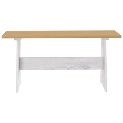 vidaXL Dining Table with Bench Honey Brown and White Solid Pinewood