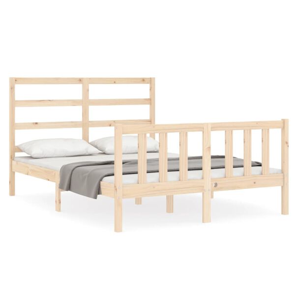 vidaXL Bed Frame without Mattress Small Double Solid Wood Pine