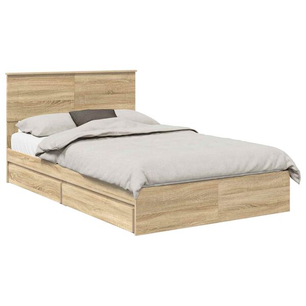 vidaXL Storage Bed with Drawer Sonoma Oak 120 x 200 cm Engineered Wood