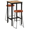 vidaXL 3 Piece Bar Set Solid Rough Wood Mango and Metal