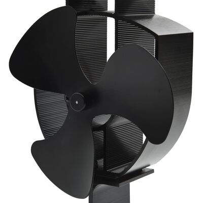 vidaXL Heat Powered Stove Fan 3 Blades Black