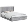 vidaXL Bed Frame with Storage and Headboard Grey Sonoma 150 x 200 cm