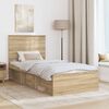 vidaXL Bed Frame with Headboard Sonoma 90 x 190 cm Solid Pine Wood
