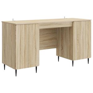 vidaXL Desk with Shelf Sonoma Oak 142.5 x 50 x 75 cm Engineered Wood