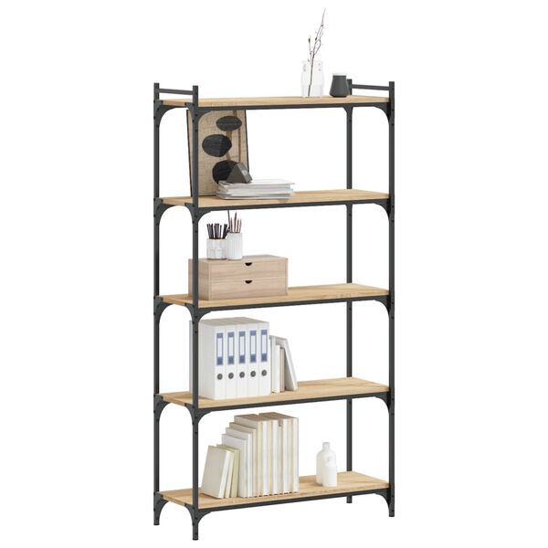 vidaXL Bookcase 5-Tier Sonoma Oak 80x30x154 cm Engineered Wood