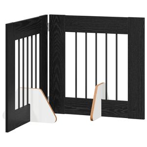 vidaXL Foldable Dog Gate with Stands 2 pcs Black Oak 120.5 cm