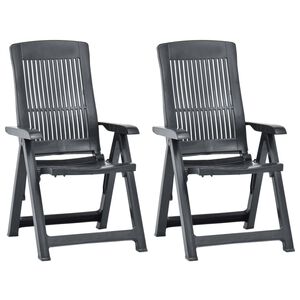 vidaXL Garden Reclining Chairs 2 pcs Plastic Anthracite