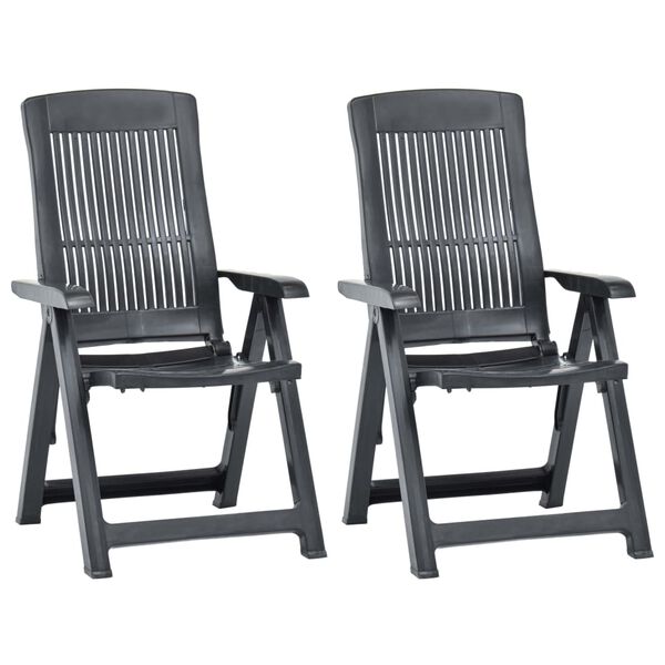 vidaXL Garden Reclining Chairs 2 pcs Plastic Anthracite