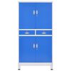 vidaXL Office Cabinet with 4 Doors Metal 90x40x180 cm Grey and Blue