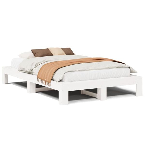vidaXL Bed Frame without Mattress White 120x190 cm Small Double Solid Wood Pine