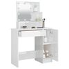 vidaXL Dressing Table with LED High Gloss White 86.5x35x136 cm
