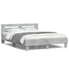 vidaXL Bed Frame with LED without Mattress Concrete Grey 150x200 cm King Size