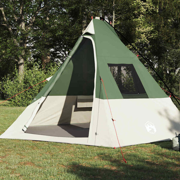 vidaXL Tipi Tent with Roof Green 383 x 338 x 217 cm Taffeta