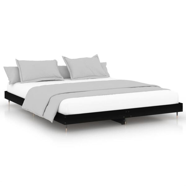 vidaXL Bed Frame without Mattress Black 200x200 cm Engineered Wood