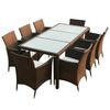 vidaXL 9 Piece Outdoor Dining Set with Cushions Poly Rattan Brown