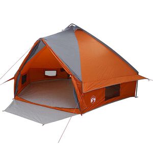 vidaXL Teepee Tent 10-Person 10-Person Grey and Orange