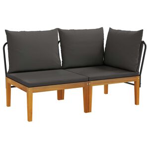vidaXL 2 pcs Garden Lounge Set with Cushions Solid Acacia Wood & Rope