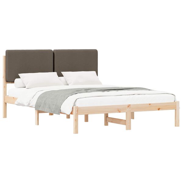 vidaXL Bed Frame with Upholstered Headboard Taupe 160 x 200 cm
