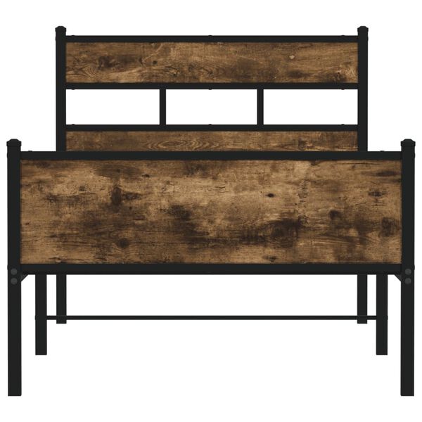 vidaXL Bed Frame without Mattress Smoked Oak 75x190 cm Small Single Engineered Wood