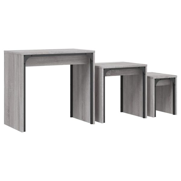 vidaXL Nesting Coffee Tables 3 pcs Grey Sonoma Engineered Wood