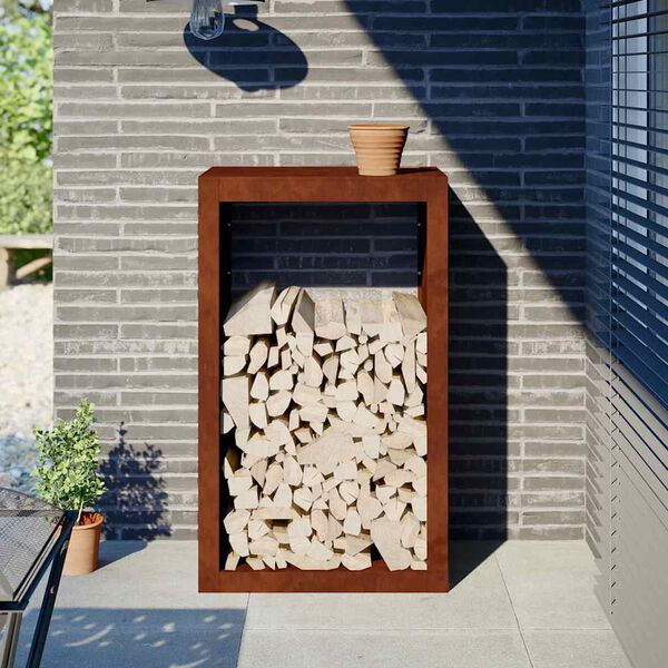 vidaXL Firewood Rack 60x40x100 cm Weathering Steel