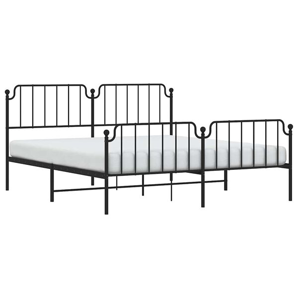 vidaXL Metal Bed Frame without Mattress with Footboard Black 183x213cm