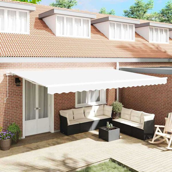 vidaXL Retractable Awning White 500 x 300 cm Polyester and Metal