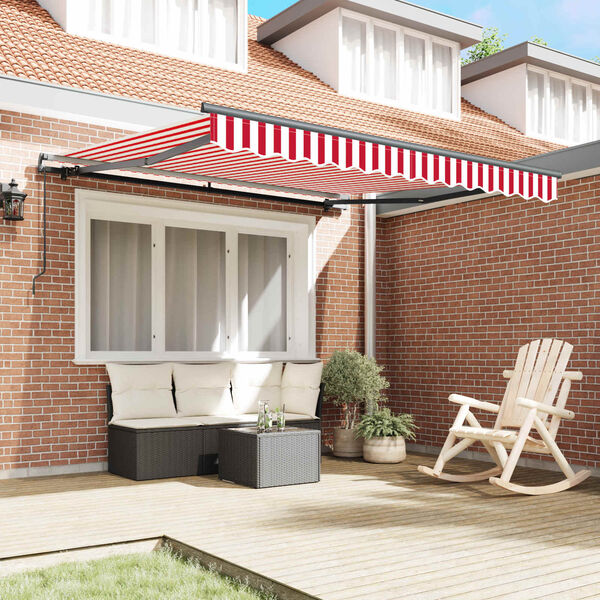 vidaXL Retractable Awning Manual Red and White 350 x 250 cm