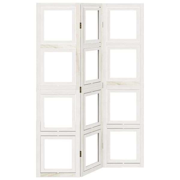 vidaXL Room Divider 3 Panels White Solid Wood Paulownia