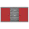 vidaXL Tool Cabinet with Shelf with Lock Red and Grey 100 x 20 x 55 cm