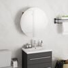 vidaXL Bathroom Cabinet with Round Mirror&LED Oak 40x40x17.5 cm