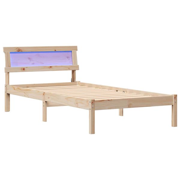 vidaXL Bed Frame with Headboard Brown 75 x 190 cm Solid Pine Wood