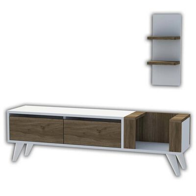 Homemania TV Stand Pers 130x30x38.6 cm White and Walnut