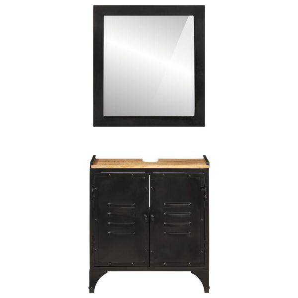 vidaXL 2 Piece Bathroom Furniture Set Iron and Solid Wood Mango