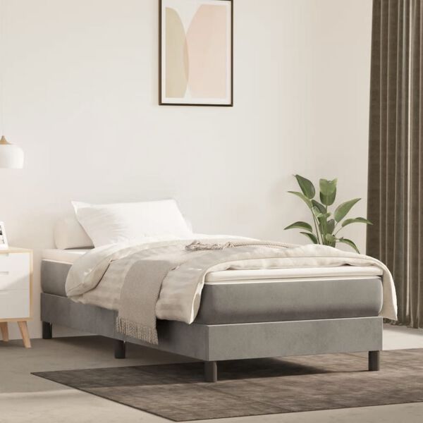 vidaXL Box Spring Bed Frame Light Grey Single Velvet (UK/IE/FI/NO only)