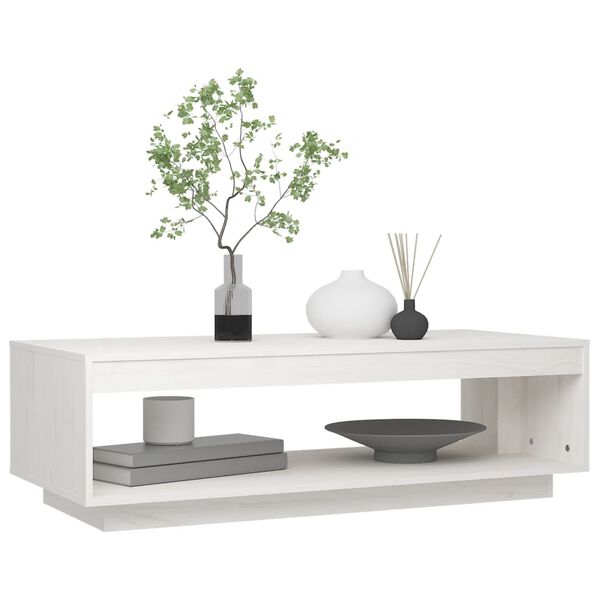 vidaXL Coffee Table White 110x50x33.5 cm Solid Pinewood