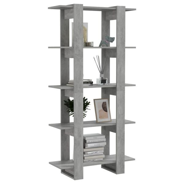 vidaXL Book Cabinet/Room Divider Concrete Grey 80x30x160 cm Engineered Wood