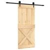 vidaXL Sliding Door Natural and Black 90 x 210 cm Solid Pine Wood