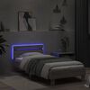vidaXL Bed Frame without Mattress with LED Lights Grey Sonoma 90x190 cm Single