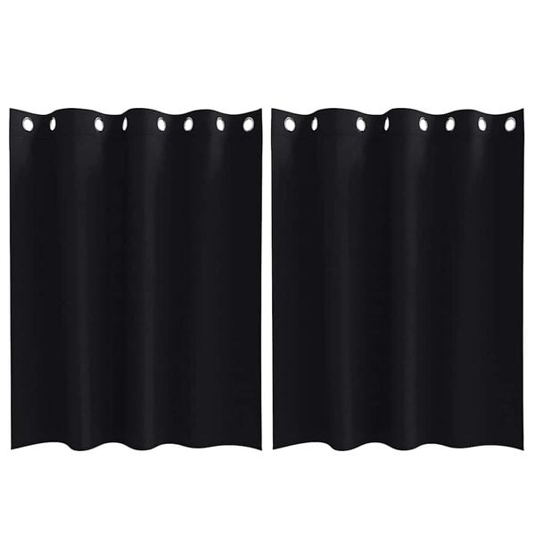 vidaXL Blackout Curtains with Rings 2 pcs Black 140 x 140 cm Polyester