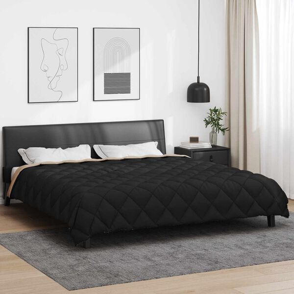 vidaXL Winter Duvet Black and Taupe 240 x 200 cm Microfiber