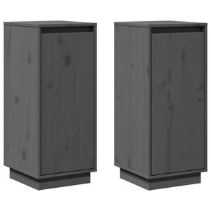 vidaXL Sideboards 2 pcs Grey 31.5x34x75 cm Solid Wood Pine