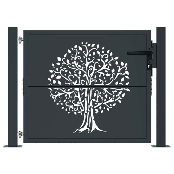 vidaXL Garden Gate Anthracite 100x100 cm Steel Tree Design