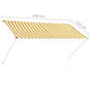 vidaXL Retractable Awning 250x150 cm Yellow and White