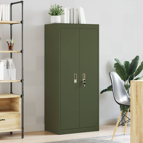 vidaXL Storage Cabinet Olive Green 60 x 40 x 140 cm Cold-Rolled Steel